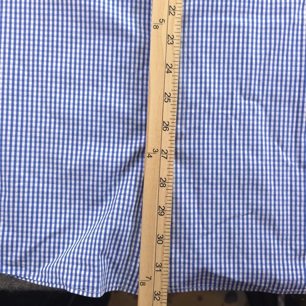 Scott Barber‎ Shirt XL Blue Check Long Sleeve Button Up Cotton Casual
